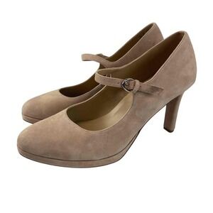 Naturalizer Womens Size 9.5W‎ Talissa Mary Jane Pump Barely Creme Suede Heels